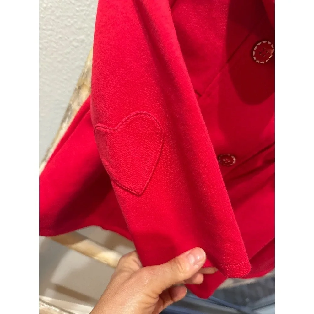 GYMBOREE HEART RED PONTE JACKET Size 2T/3T heart lining‎